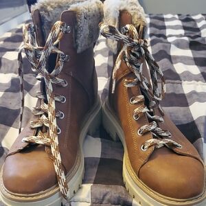 Time and Tru Women's Brown Lace Up Boots